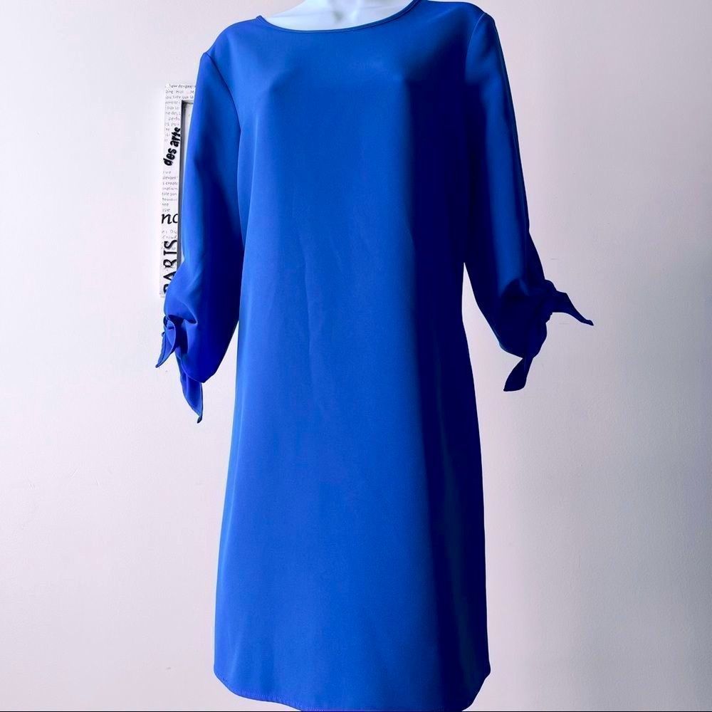 Charles Henry Cobalt Royal Blue Tie Sleeve Sheath Dress Size L